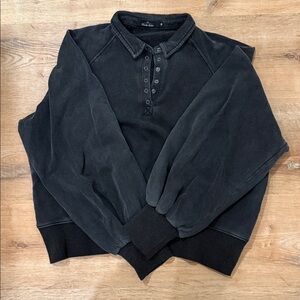 Black Button-Up Women's Sweatshirt